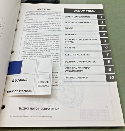 GENUINE SUZUKI 99500-39250-03E SV1000S SERVICE MANUAL 2003