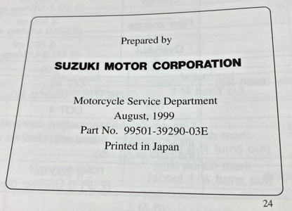 GENUINE SUZUKI 99501-39290-03E TL1000S SUPPLEMENTARY SERVICE MANUAL 1999