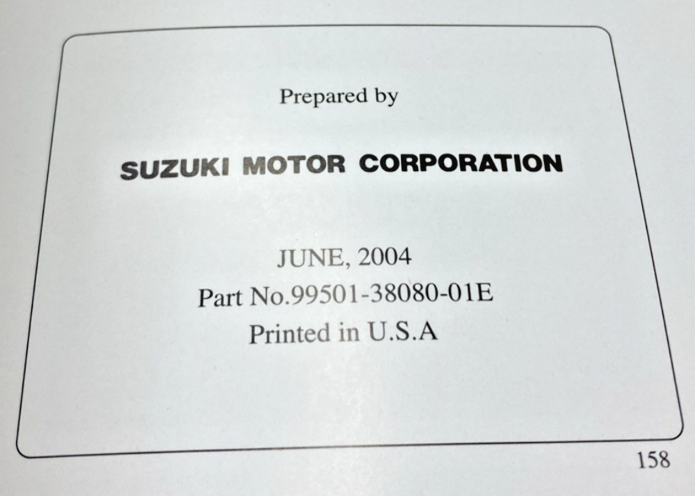 GENUINE SUZUKI 99501-38080-01E VL800 SUPPLEMENTARY SERVICE MANUAL 2004