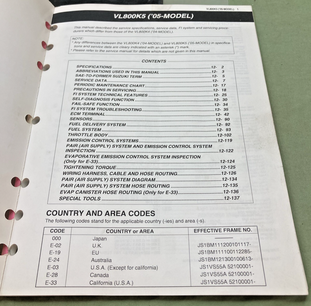 GENUINE SUZUKI 99501-38080-01E VL800 SUPPLEMENTARY SERVICE MANUAL 2004