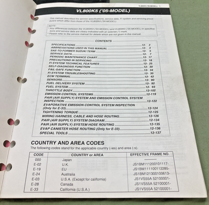 GENUINE SUZUKI 99501-38080-01E VL800 SUPPLEMENTARY SERVICE MANUAL 2004