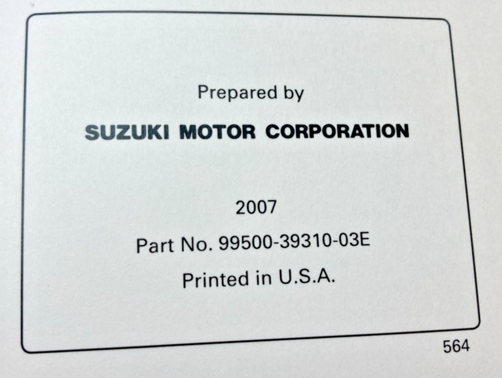 GENUINE SUZUKI 99500-39310-03E GSX-R1000 SERVICE MANUAL 2007