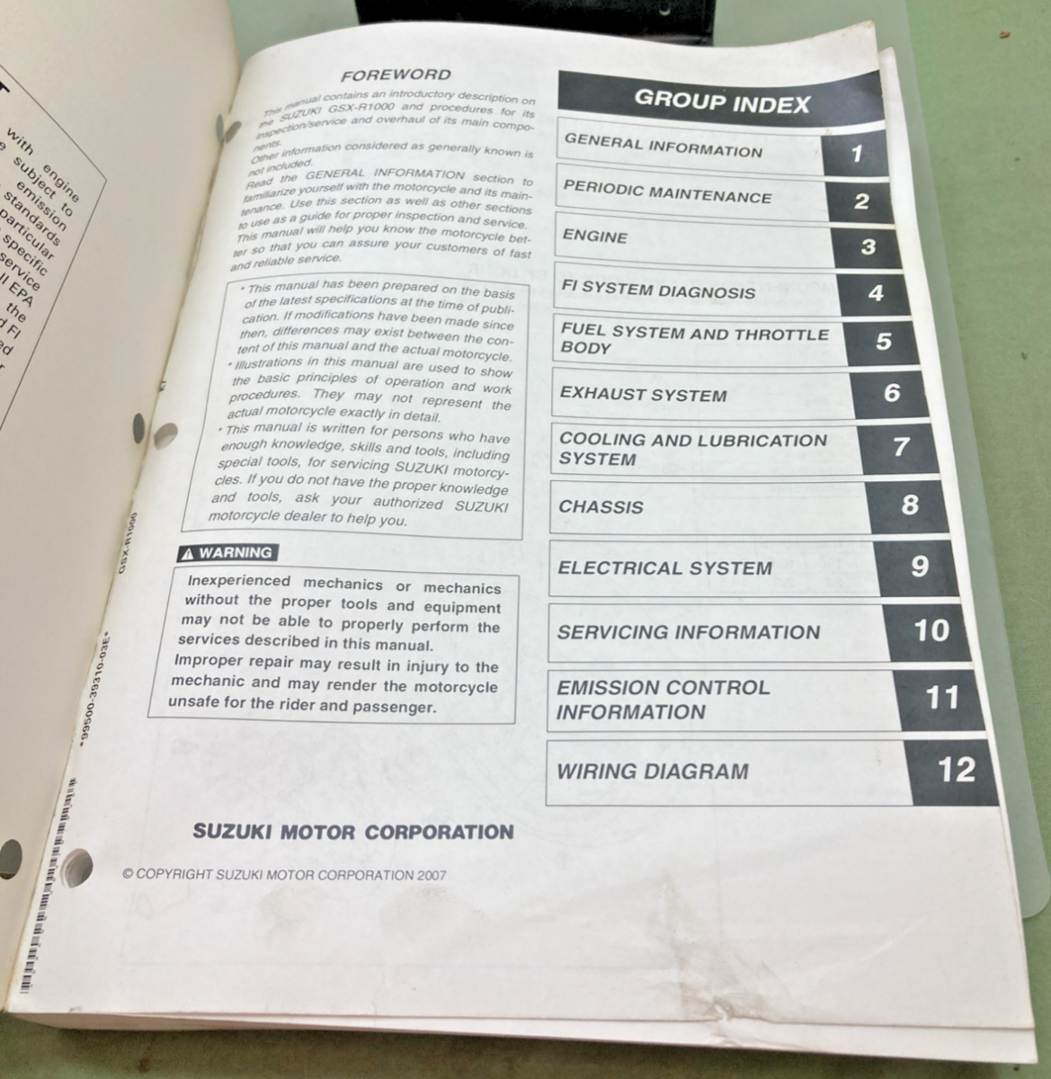 GENUINE SUZUKI 99500-39310-03E GSX-R1000 SERVICE MANUAL 2007