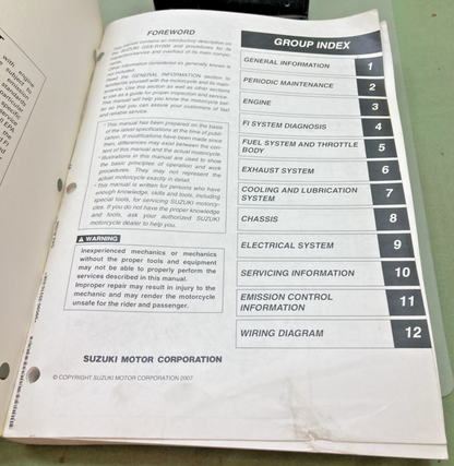 GENUINE SUZUKI 99500-39310-03E GSX-R1000 SERVICE MANUAL 2007