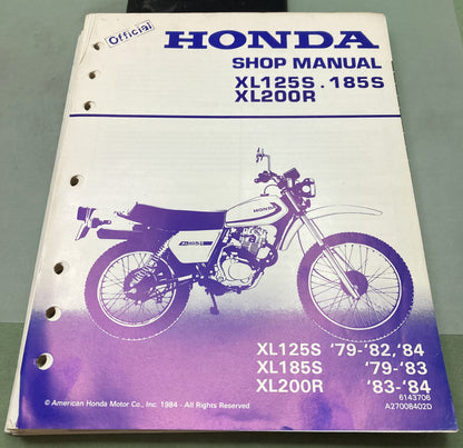Genuine Honda 6143706 XL125S-185S, XL200R Shop Manual 1984