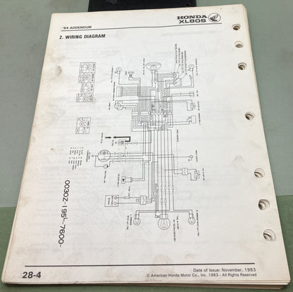 Genuine Honda 6115207 XL75/XL80S Shop Manual 1983