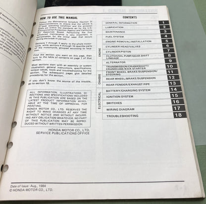 Genuine Honda 6119500 XL80S Shop Manual 1985