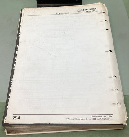 Genuine Honda 6142805 XL250S, XL250R Shop Manual 1982