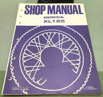 Genuine Honda 6136503 XL125 Shop Manual 1975