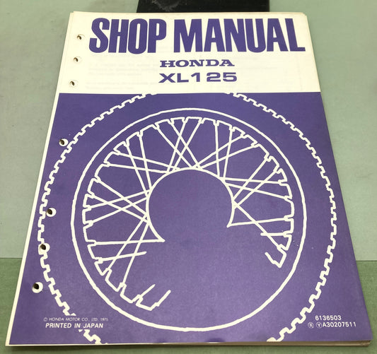 Genuine Honda 6136503 XL125 Shop Manual 1975