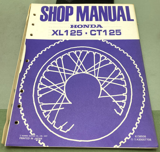 Genuine Honda 6136506 XL125, CT125 Shop Manual 1977