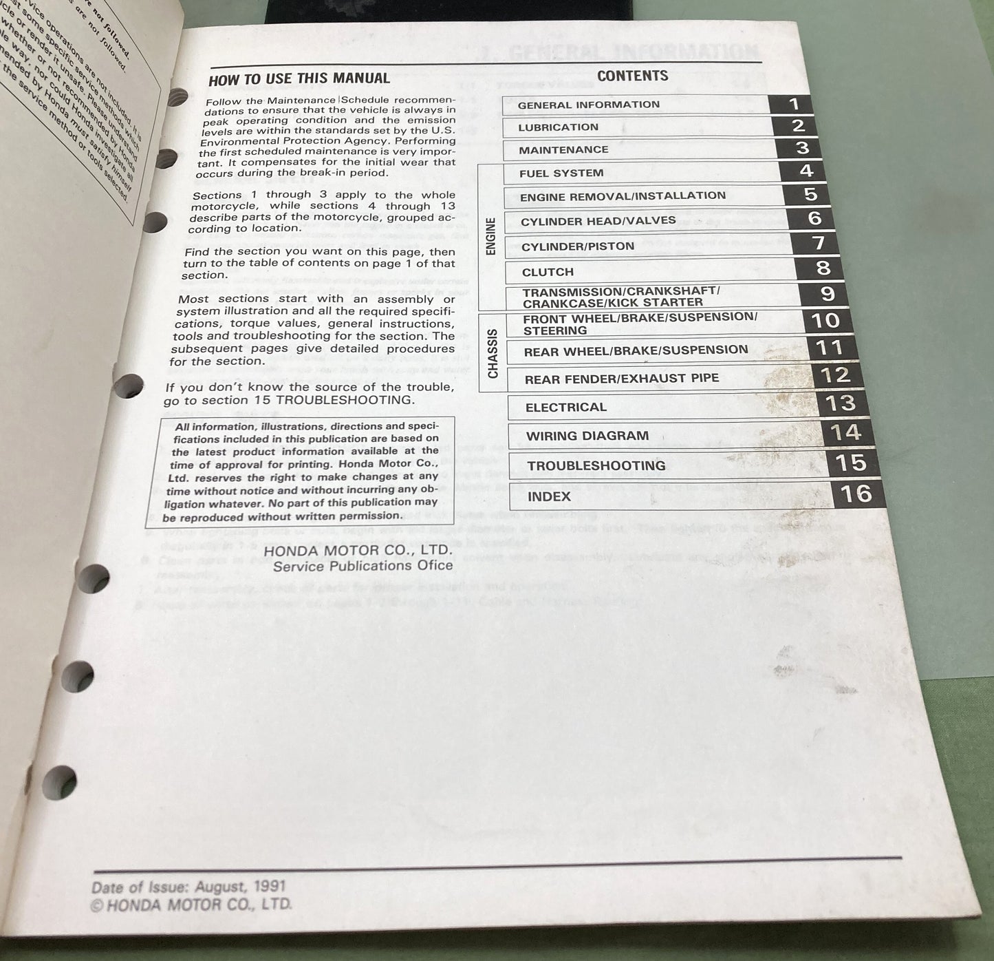 Genuine Honda 61GN107 XR80R, XR100R Service Manual 1991