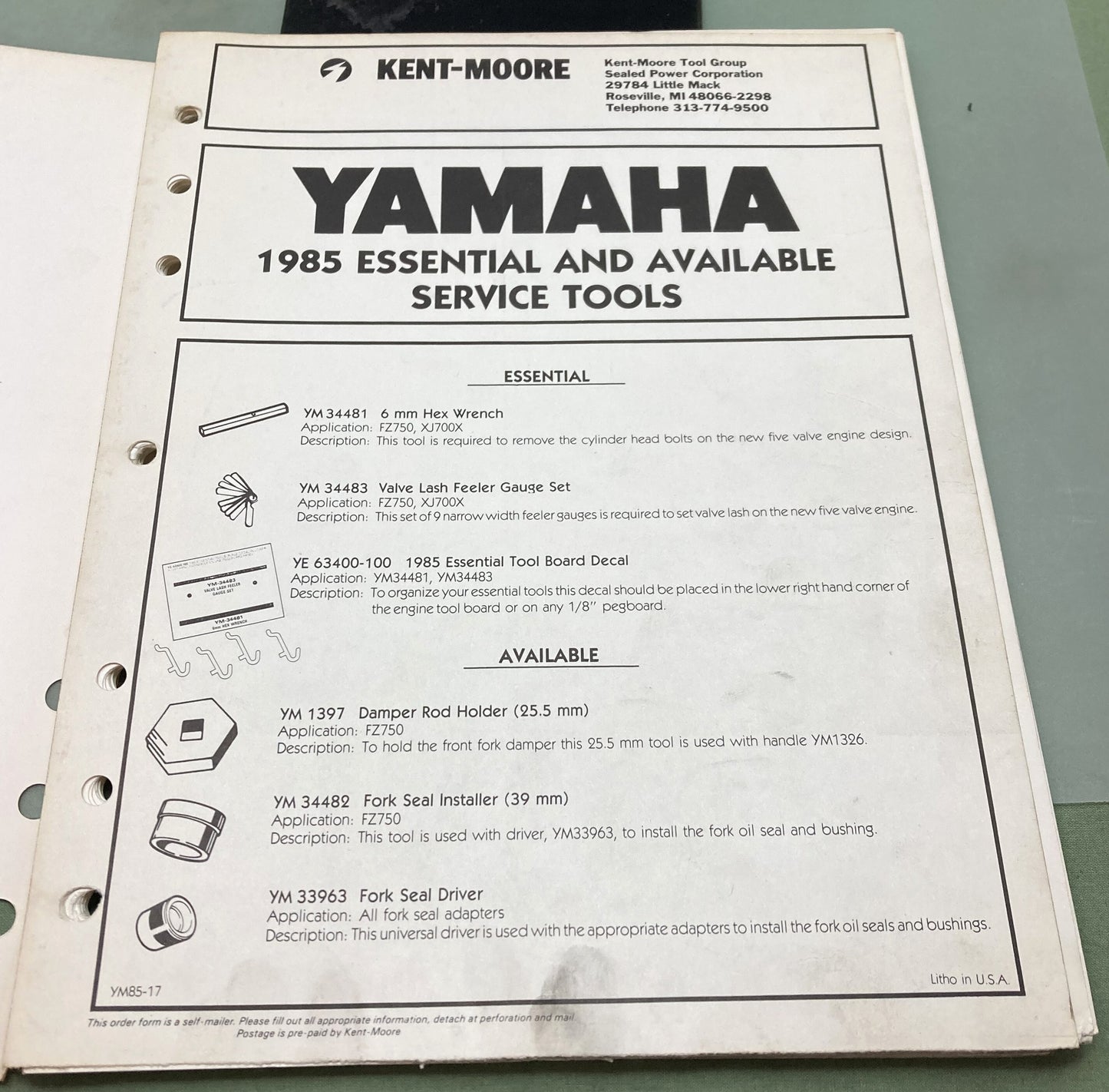 Genuine Yamaha Service Information Specialty Tools and Shop Equipment