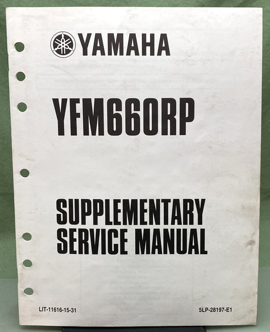 Genuine Yamaha LIT-11616-15-31 YFM660RP Supp. Service Manual 2001