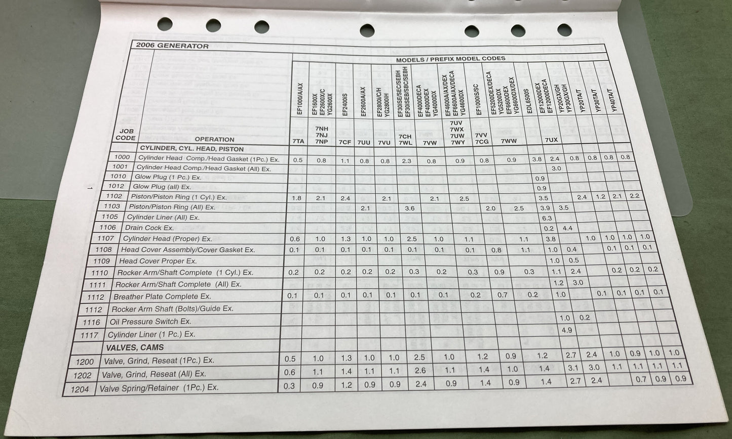 Genuine Yamaha LIT-19750-00-06 Generator Flat Rate Manual 2006