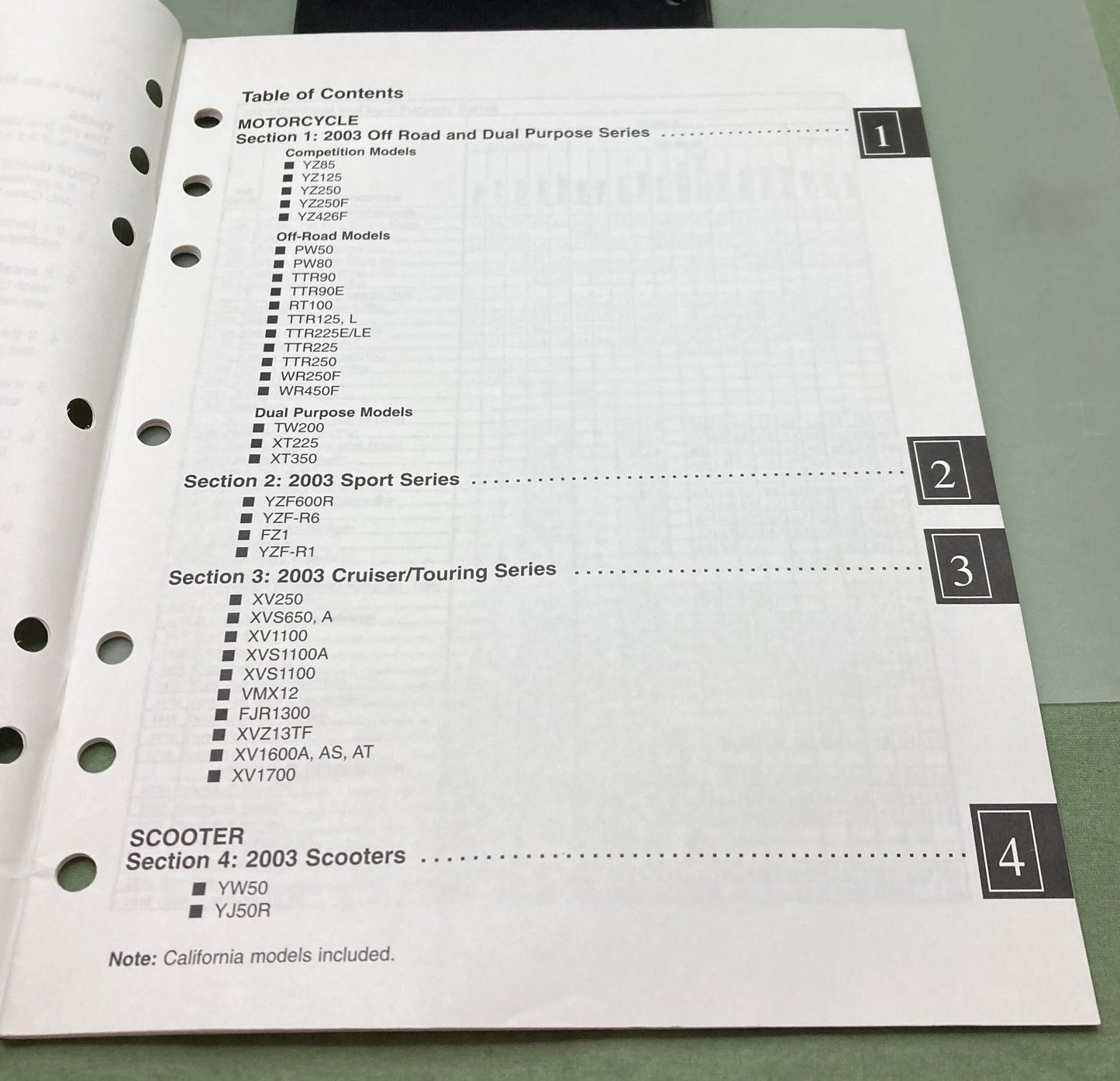 Genuine Yamaha LIT-11750-00-03 Motorcycle/Scooter Flat Rate Manual 2003