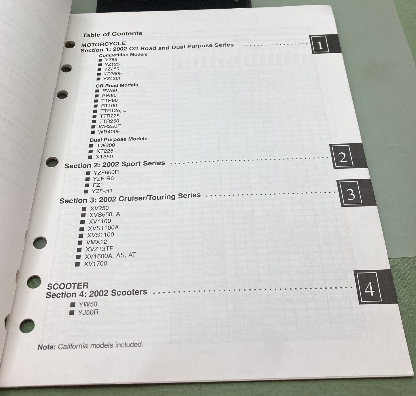 Genuine Yamaha LIT-11750-00-02 Motorcycle/Scooter Flat Rate Manual 2002