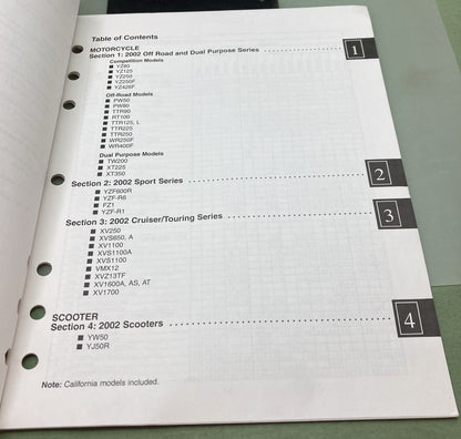 Genuine Yamaha LIT-11750-00-02 Motorcycle/Scooter Flat Rate Manual 2002