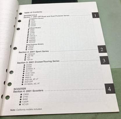 Genuine Yamaha LIT-11750-00-01 Motorcycle/Scooter Flat Rate Manual 2001