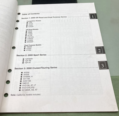 Genuine Yamaha LIT-11750-00-2K Motorcycle Flat Rate Manual 2000
