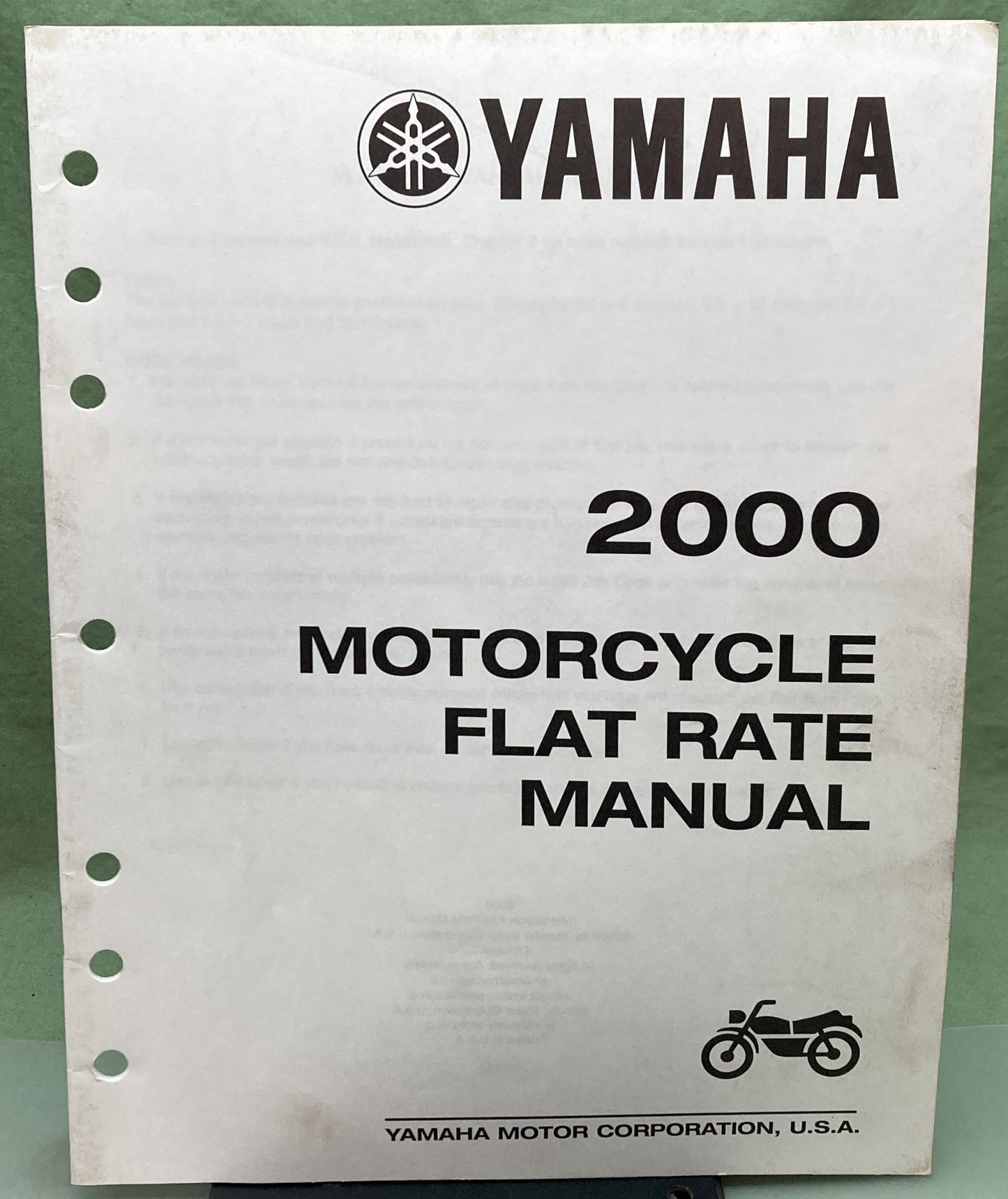 Genuine Yamaha LIT-11750-00-2K Motorcycle Flat Rate Manual 2000