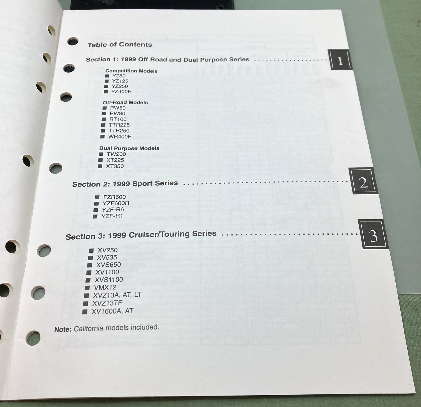 Genuine Yamaha LIT-11750-00-99 Motorcycle Flat Rate Manual 1999