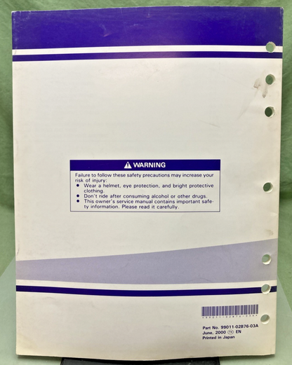 GENUINE SUZUKI 99011-02B76-03A RM80 SERVICE MANUAL 2000