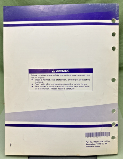 GENUINE SUZUKI 99011-02B75-03A RM80 SERVICE MANUAL 1999