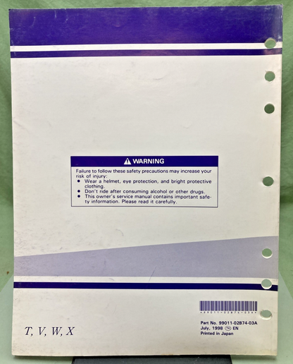 GENUINE SUZUKI 99011-02B74-03A RM80 SERVICE MANUAL 1998