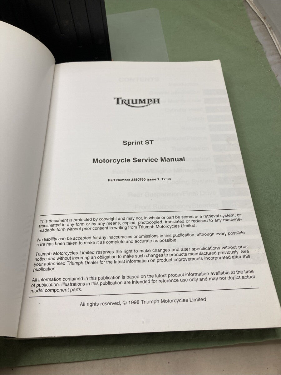 GENUINE TRIUMPH 3850760 SPRINT ST SERVICE MANUAL 1998