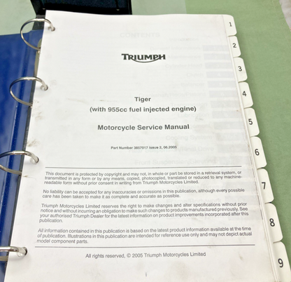 GENUINE TRIUMPH 3857017 TIGER 955CC SERVICE MANUAL 2005
