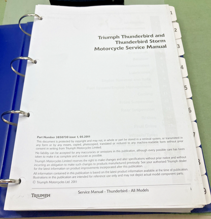 NEW GENUINE TRIUMPH 3850730 THUNDERBIRD/THUNDERBIRD STORM SERVICE MANUAL 2011