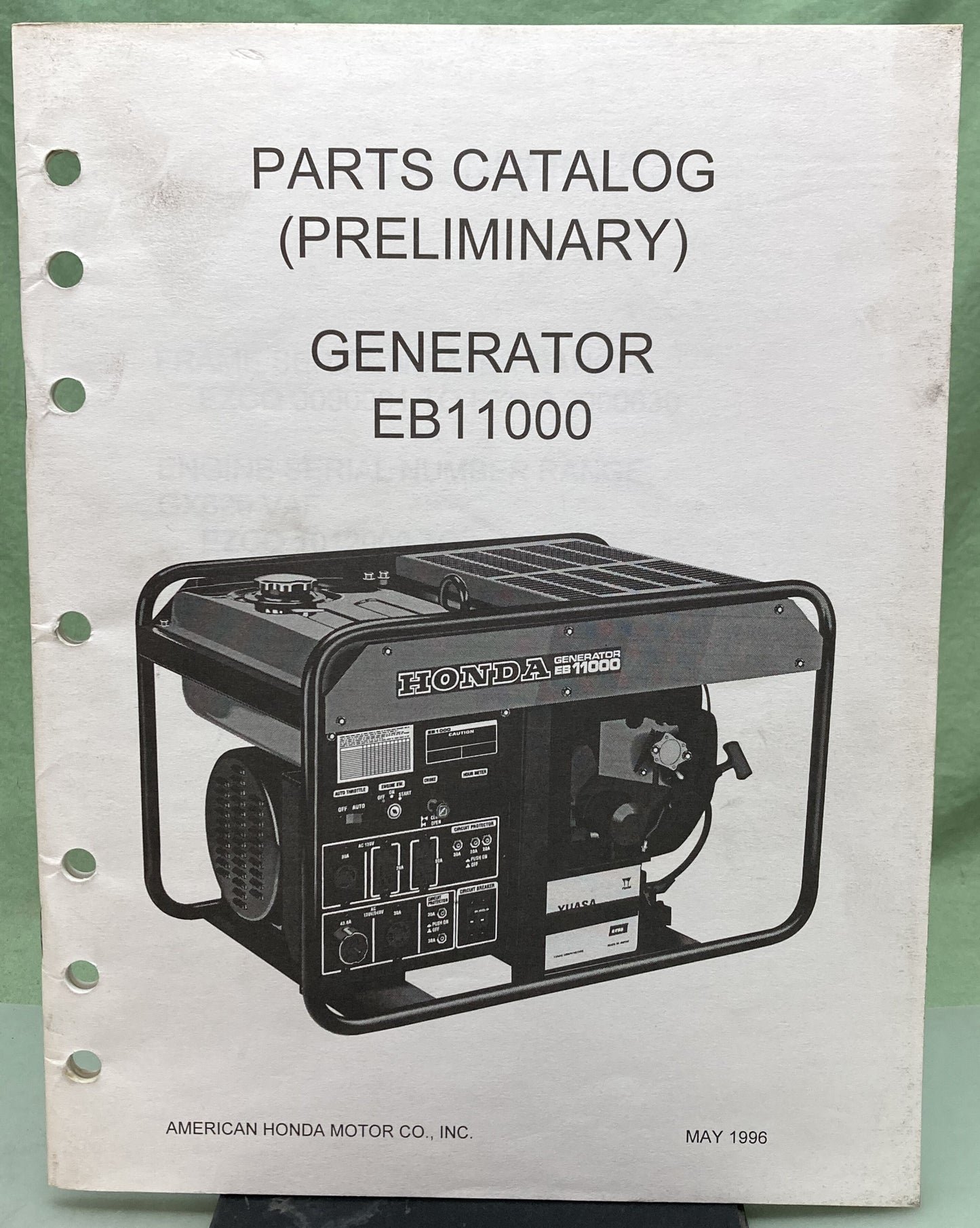 Genuine Honda EB11000 Generator Preliminary Parts Catalog 1996