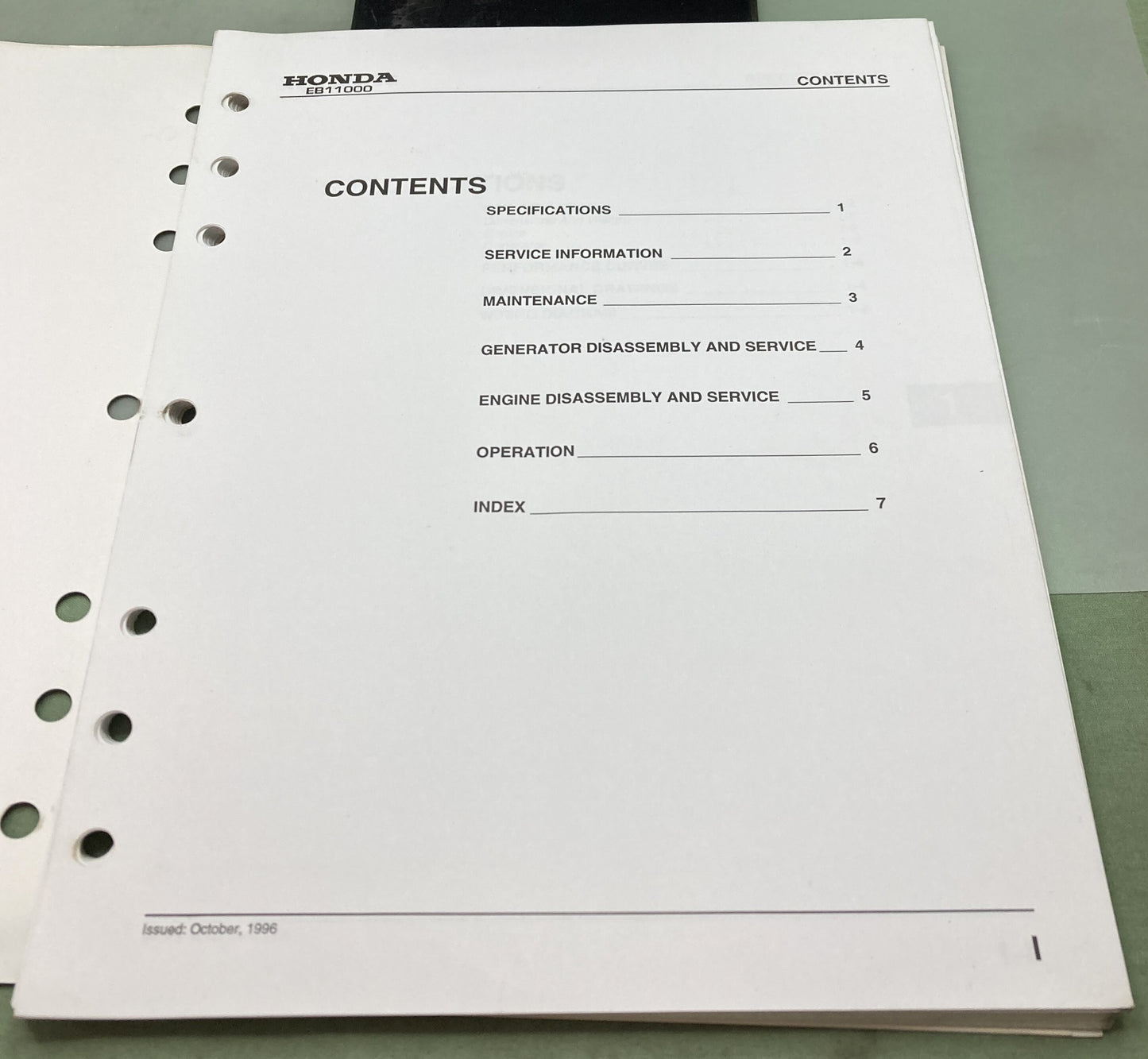Genuine Honda 61YZA600 EB11000 Generator Shop Manual 1996