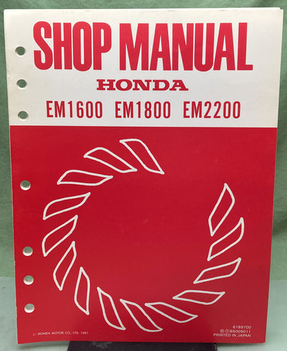 Genuine Honda 6189700 EM1600 EM1800 EM2200 Shop Manual 1981