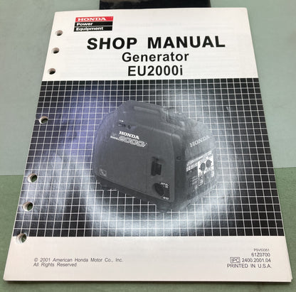 Genuine Honda 61Z0700 EU2000i Generator Shop Manual 2001