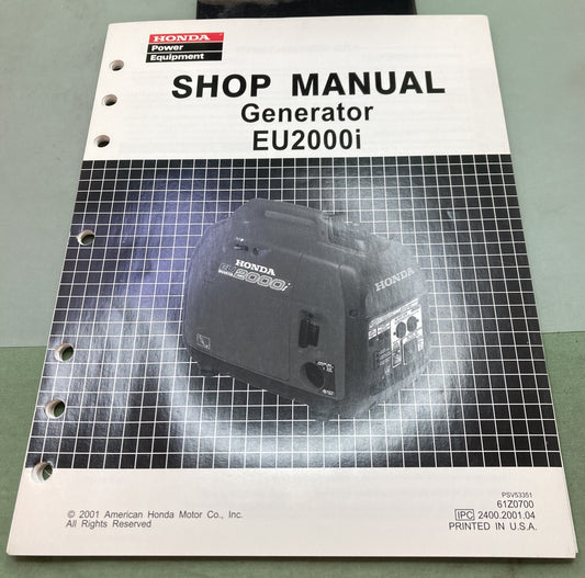 Genuine Honda 61Z0700 EU2000i Generator Shop Manual 2001