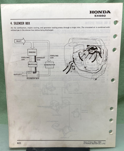 Genuine Honda 61ZA800 EX650 Shop Manual 1984