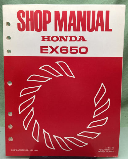 Genuine Honda 61ZA800 EX650 Shop Manual 1984