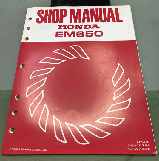 Genuine Honda 61ZA870 EM650 Shop Manual 1985