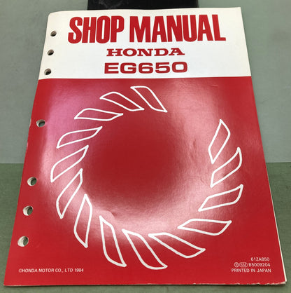 Genuine Honda 61ZA850 EG650 Shop Manual 1984