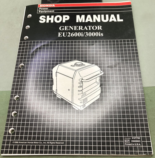 Genuine Honda 61ZT700 EU2600i/3000is Generator Shop Manual 1998