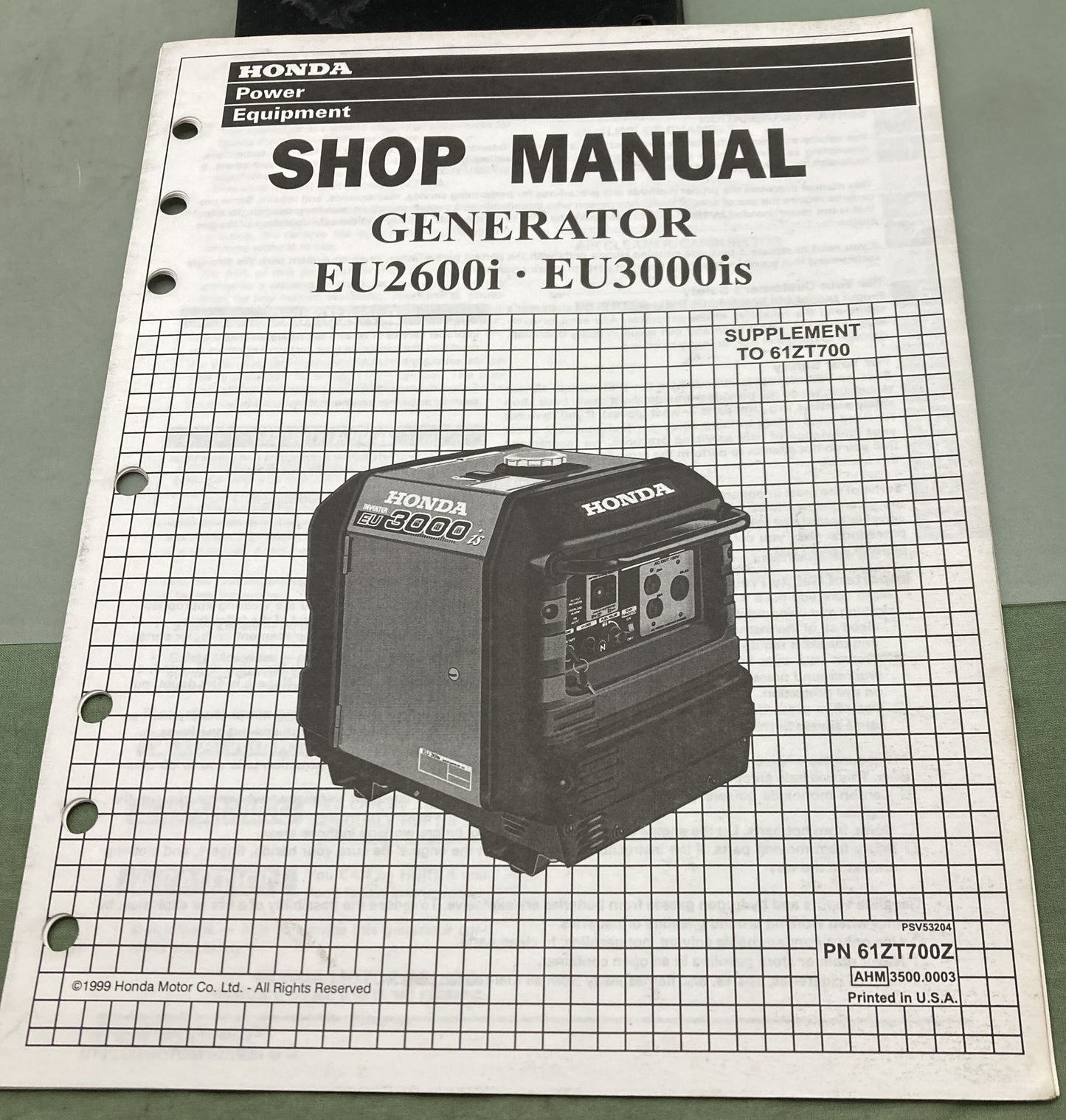 Genuine Honda 61ZT700Z EU2600i/3000is Generator Supp. Shop Manual 1999