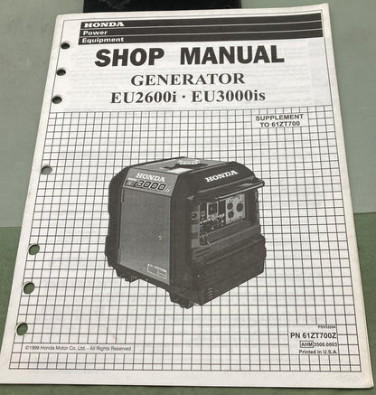 Genuine Honda 61ZT700Z EU2600i/3000is Generator Supp. Shop Manual 1999