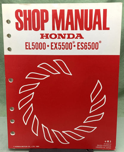 Genuine Honda 61ZA010 EL5000 EX5500 ES6500 Shop Manual 1985