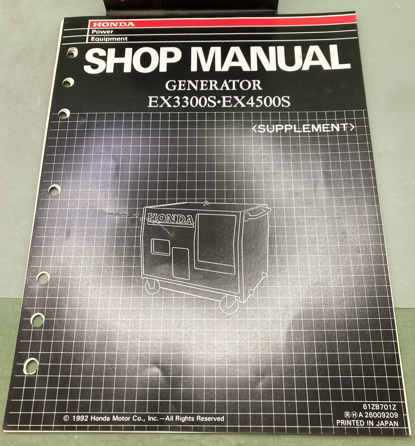 Genuine Honda 61ZB701Z EX3300S EX4500S Generator Supp. Shop Manual 1992