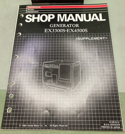 Genuine Honda 61ZB701Z EX3300S EX4500S Generator Supp. Shop Manual 1992