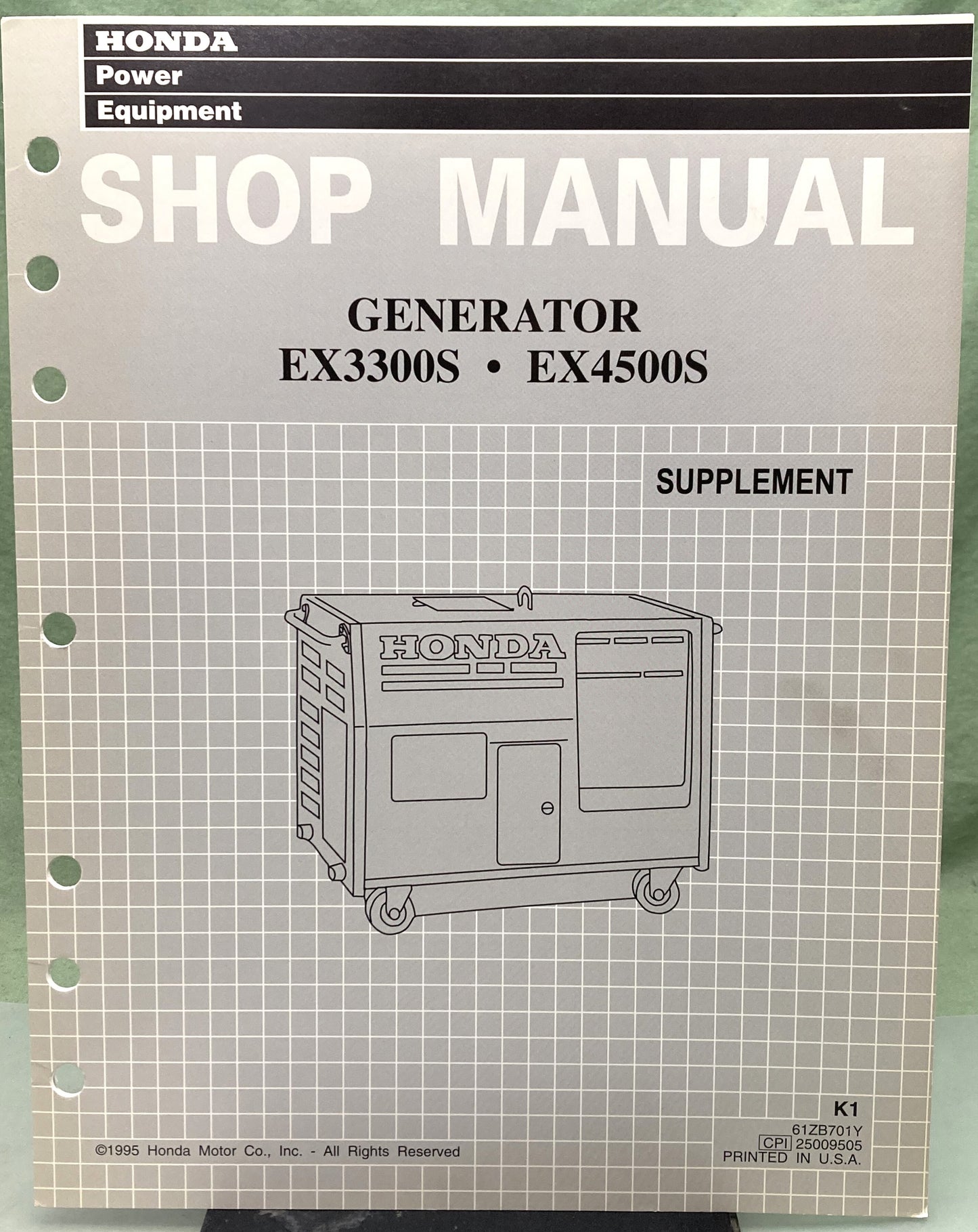 Genuine Honda 61ZB701Y EX3300S EX4500S Generator Supp. Shop Manual 1995