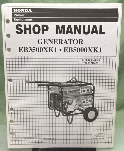 Genuine Honda 61ZB401X EB3500XK1 EB5000XK1 Generator Supp. Shop Manual 1998