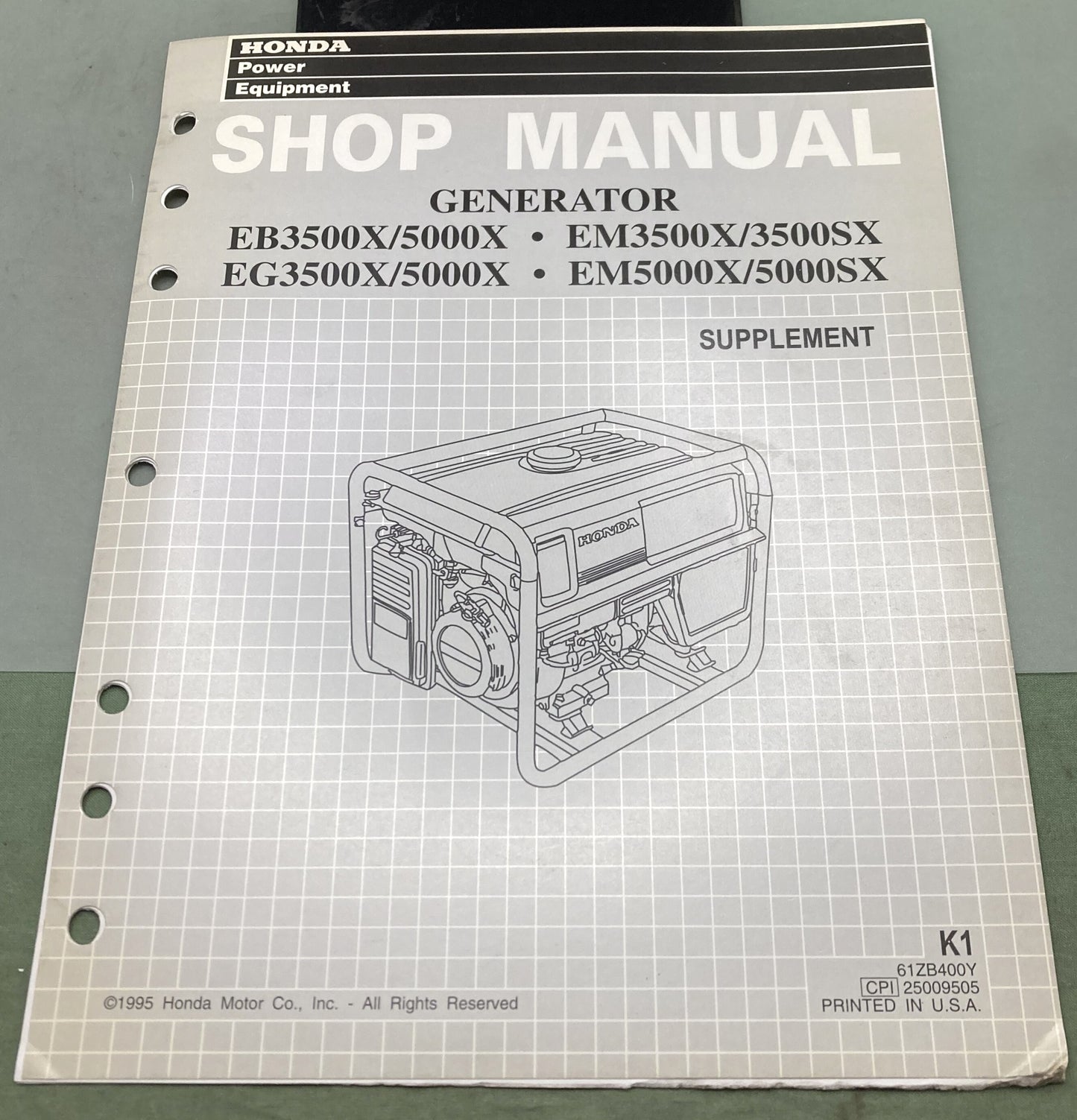 Genuine Honda 61ZB400Y EB3500X/5000X Generator Supp. Shop Manual 1995